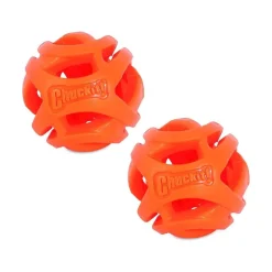 Chuckit! Breathe Right Fetch Ball Dog Toy Orange Medium 2 Count