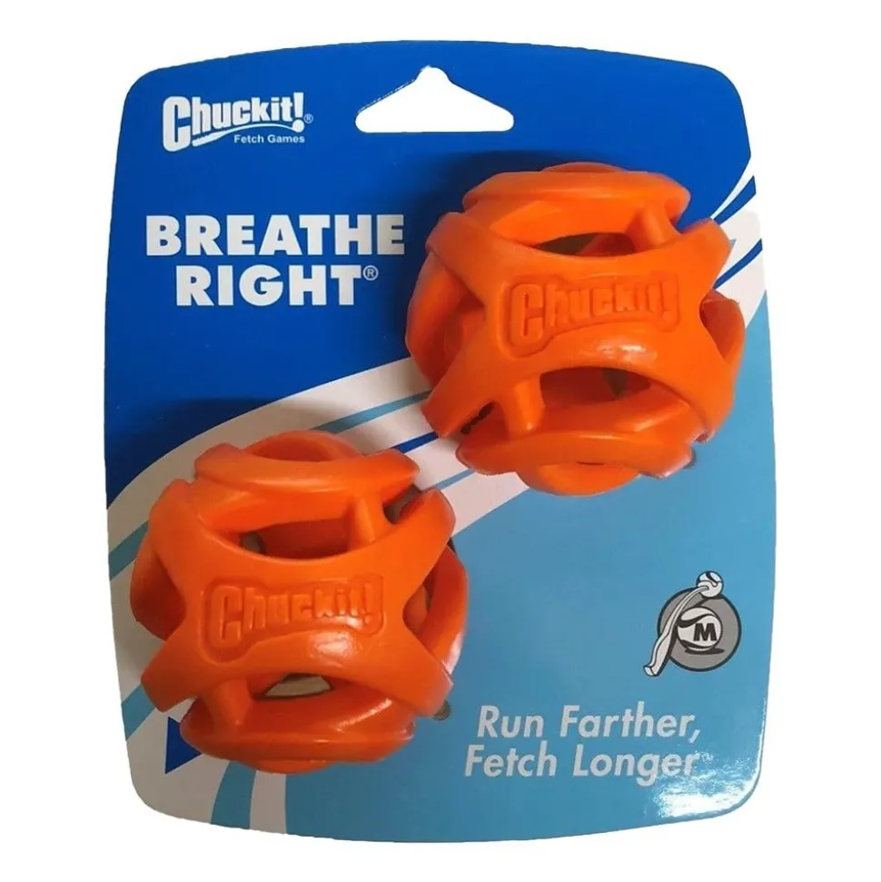 Chuckit! Breathe Right Fetch Ball Dog Toy Orange Medium 2 Count