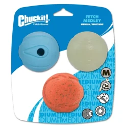Chuckit! Fetch Medley Balls Dog Toy 2 Multicolor Medium 3 Count