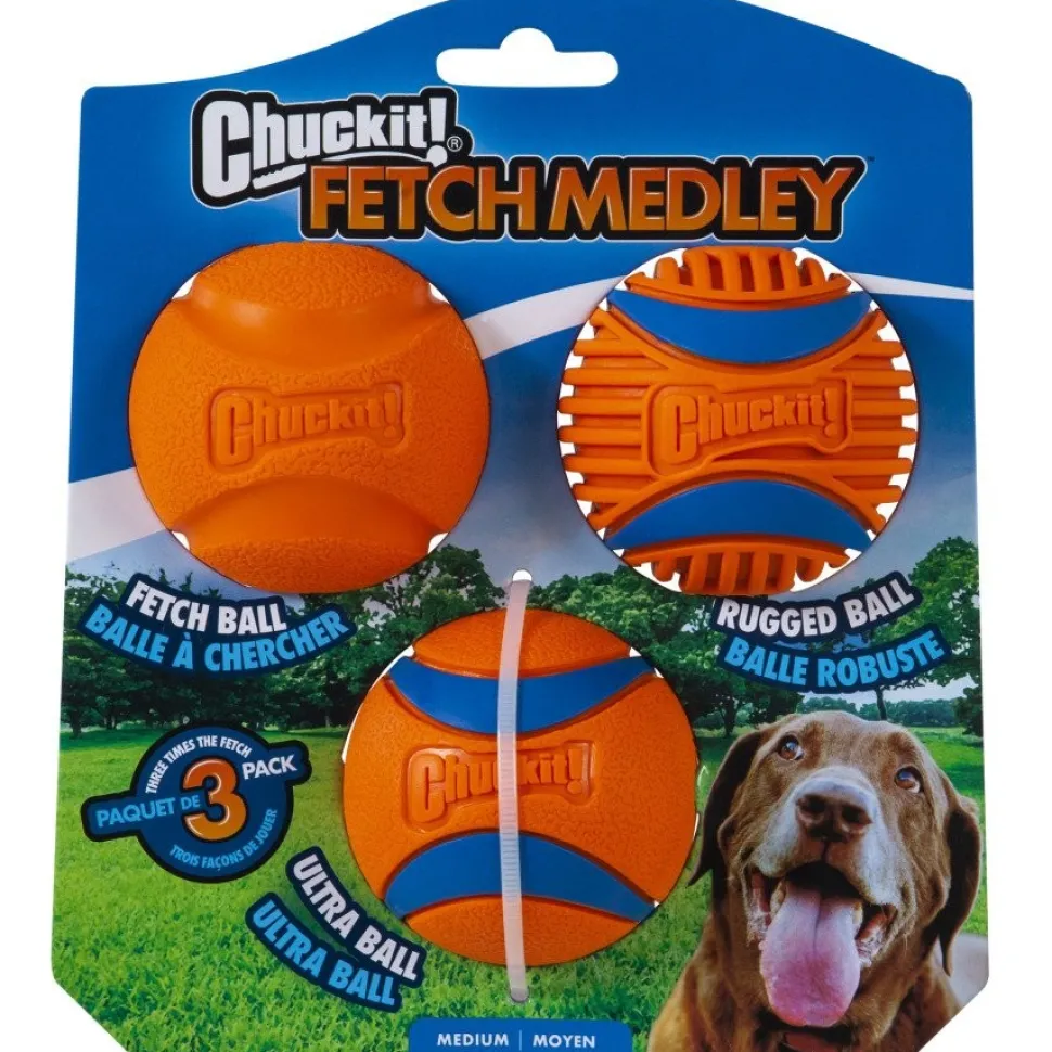 Chuckit! Fetch Medley Balls Gen 3 Dog Toy Medium 3 Count