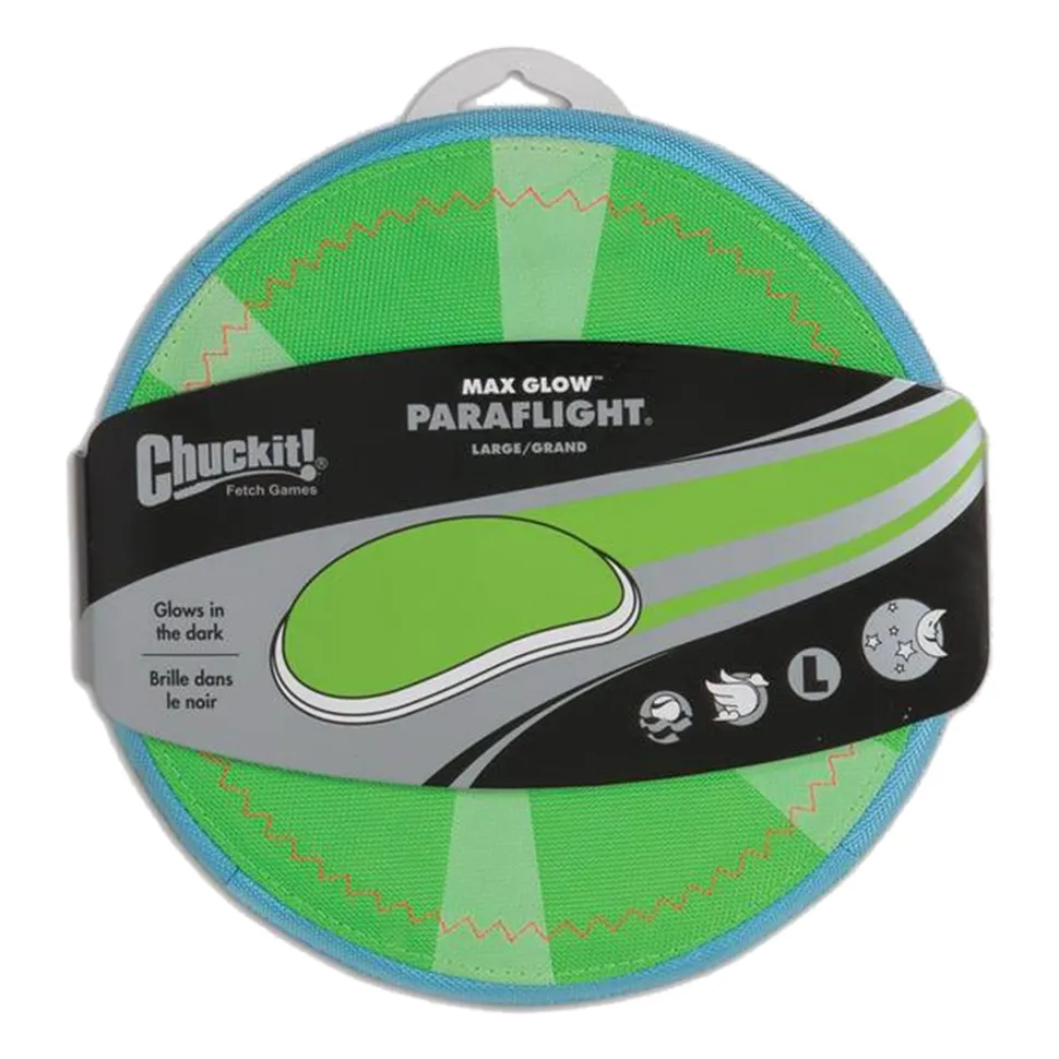 Chuckit! Paraflight Max Glow Dog Toy Green/White Large