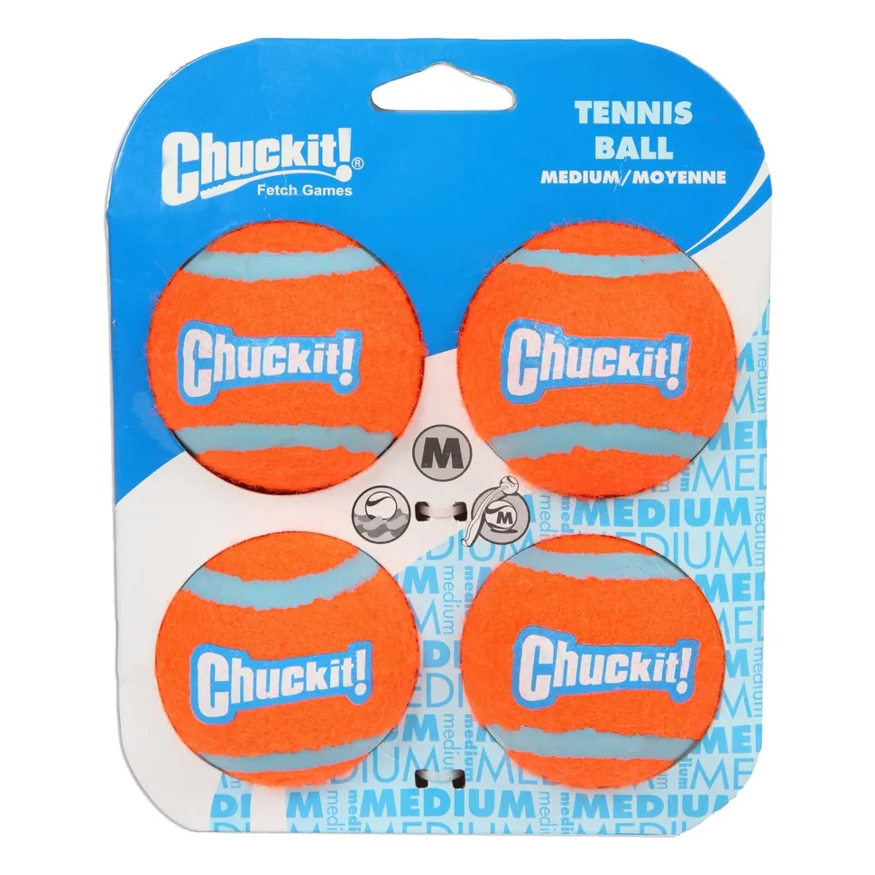 Chuckit! Tennis Ball Dog Toy Hang Tab Blue/Orange Medium 4 Count