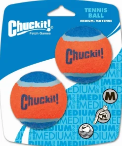 Chuckit! Tennis Ball Dog Toy Hang Tab Blue/Orange Medium 2 Count