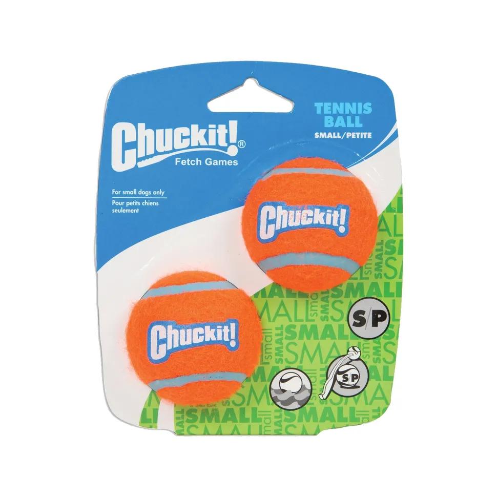 Chuckit! Tennis Ball Dog Toy Shrink Sleeve Blue/Orange Small 2 Count