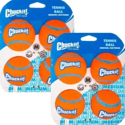 Chuckit! Tennis Ball Dog Toy Shrink Sleeve Blue/Orange Medium 2 Pack of 4 Count