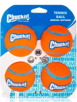Chuckit! Tennis Ball Dog Toy Shrink Sleeve Blue/Orange Medium 2 Pack of 4 Count