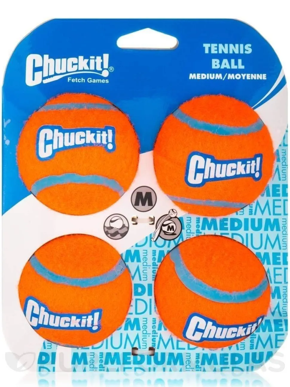 Chuckit! Tennis Ball Dog Toy Shrink Sleeve Blue/Orange Medium 2 Pack of 4 Count