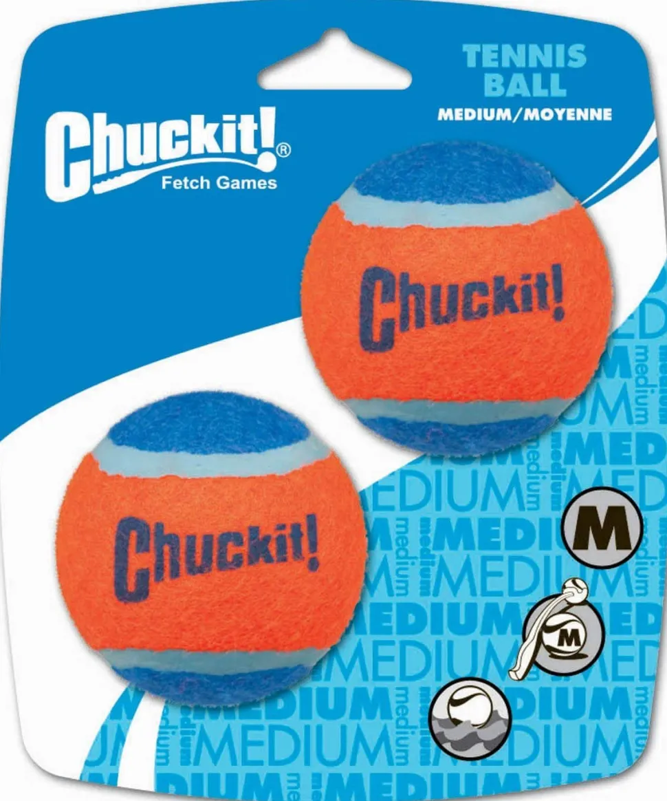 Chuckit! Tennis Ball Dog Toy Shrink Sleeve Blue/Orange Medium 2 Pack of 4 Count