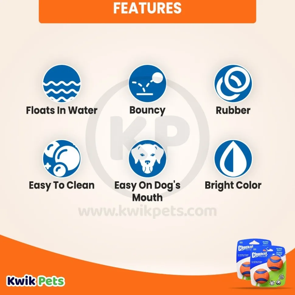 Chuckit! Ultra Ball Dog Toy Blue/Orange Small 2 Pack of 2 Count