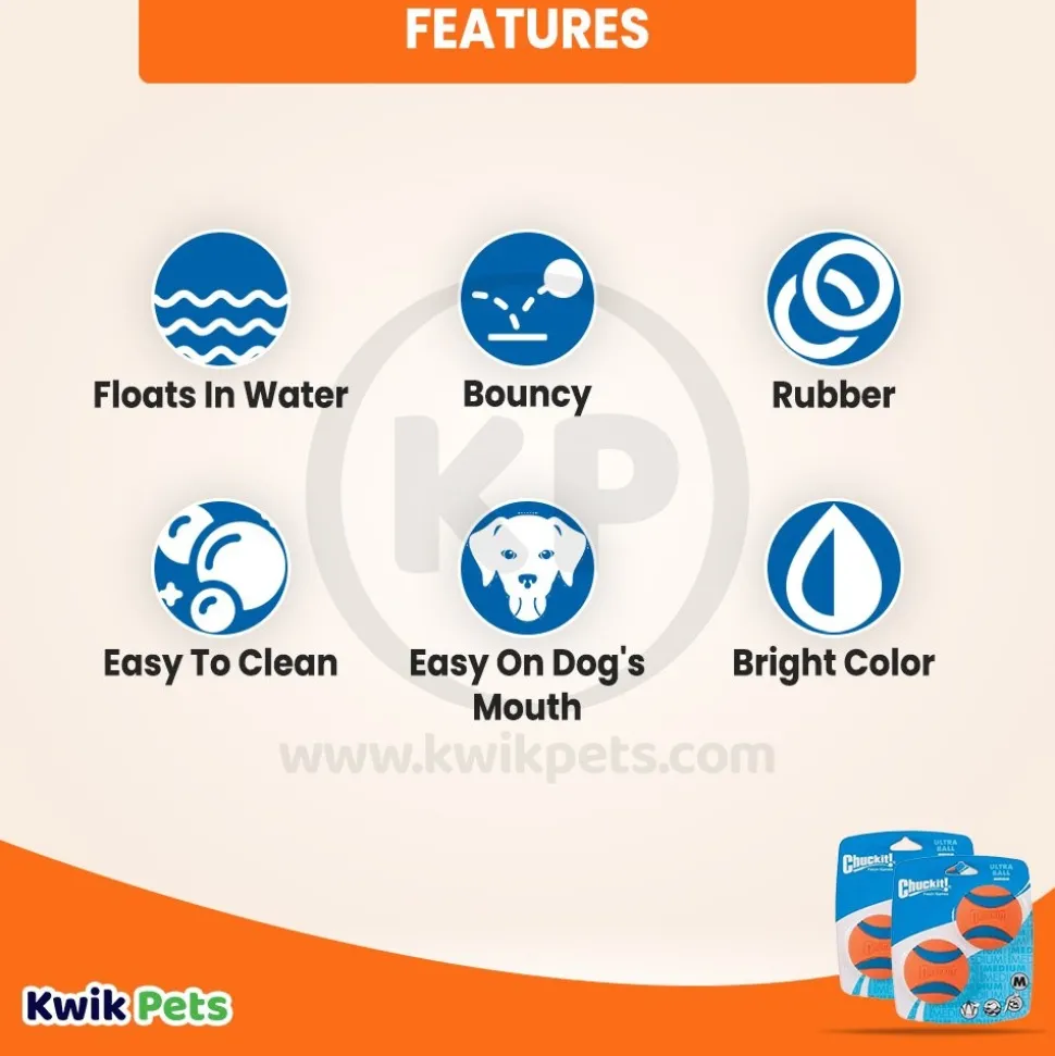 Chuckit! Ultra Ball Dog Toy Blue/Orange Medium 2 Pack of 2 Count