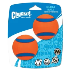 Chuckit! Ultra Ball Dog Toy Blue/Orange Medium 2 Count