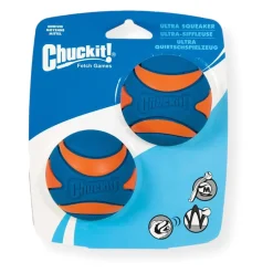 Chuckit! Ultra Squeaker Balls Dog Toy Blue/Orange Medium 2 Count