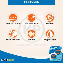Chuckit! Ultra Squeaker Balls Dog Toy Blue/Orange Medium 2 Count