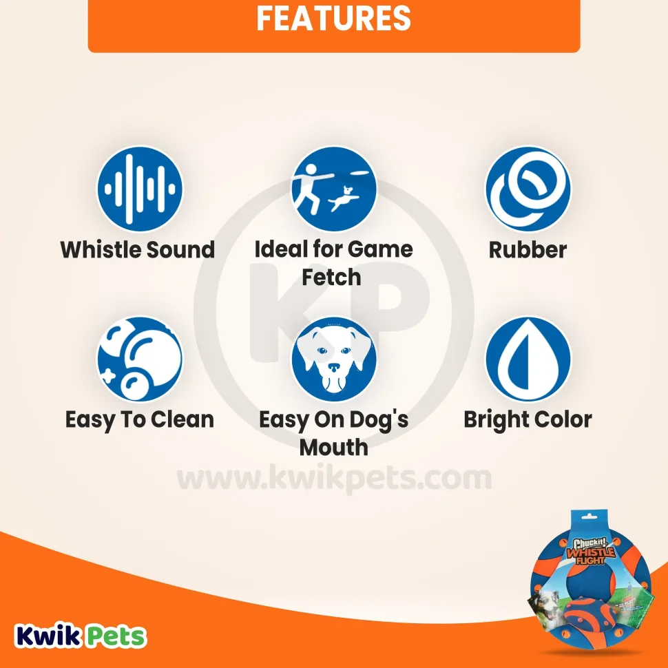 Chuckit! Whistle Flight Dog Toy Blue/Orange One Size