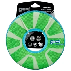 Chuckit! ZipFlight Max Glow Dog Toy Green/White Medium