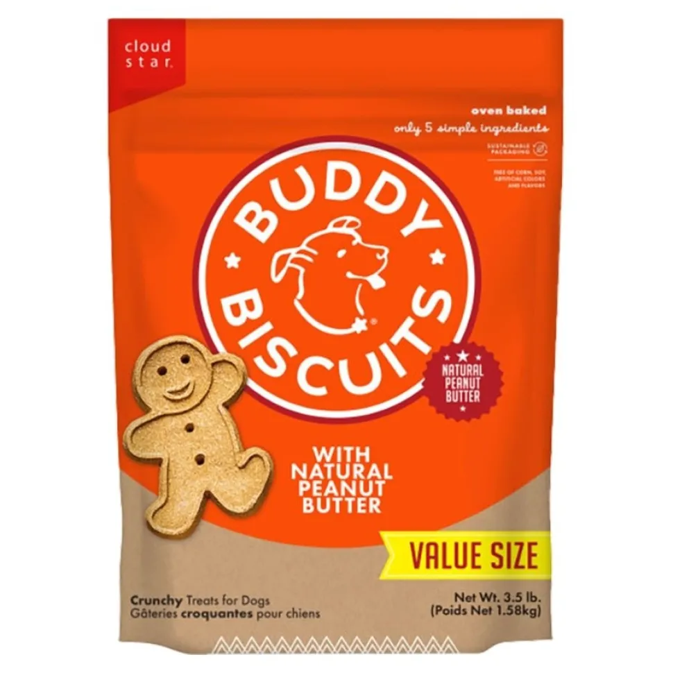 Cloud Star Buddy Biscuits Crunchy Dog Treats with Natural Peanut Butter 3.5-lb