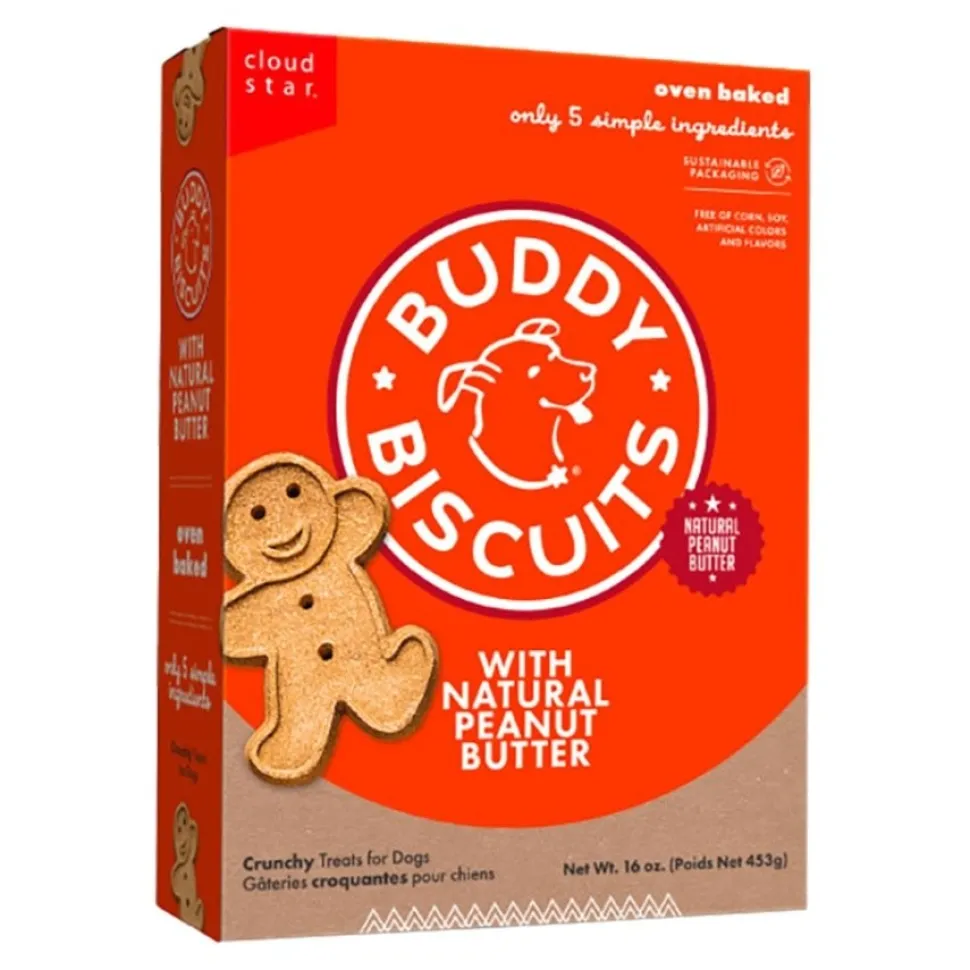 Cloud Star Buddy Biscuits Crunchy Dog Treats with Natural Peanut Butter 16-oz