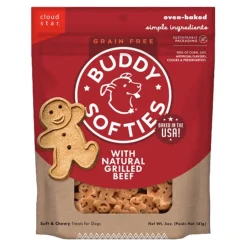 Cloud Star Buddy Biscuits Grain-Free Soft & Chewy Dog Treats Grilled Beef 5-oz
