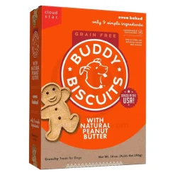 Cloud Star Buddy Biscuits Grain Free Crunchy Dog Treats Peanut Butter 14-oz