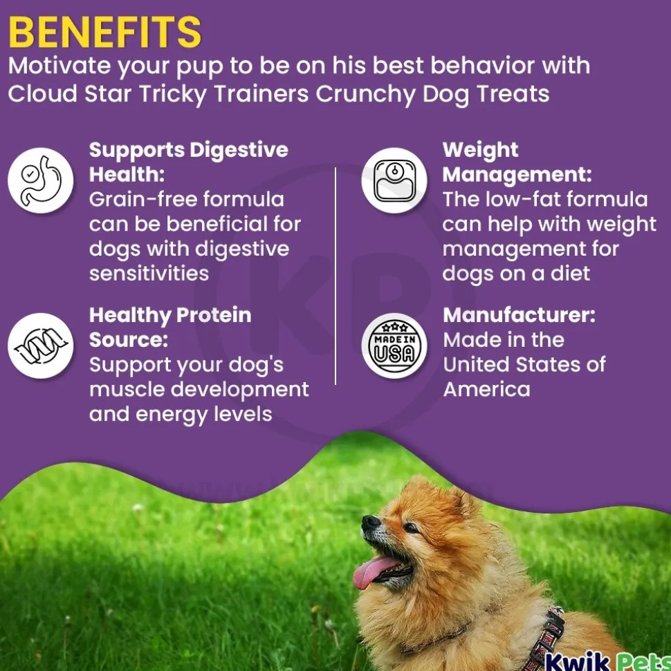 Cloud Star Tricky Trainers Crunchy Dog Training Treats Cheddar 8-oz
