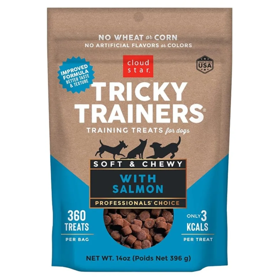 Cloud Star Tricky Trainers Grain Free Soft & Chewy Dog Training Treats Salmon 14-oz