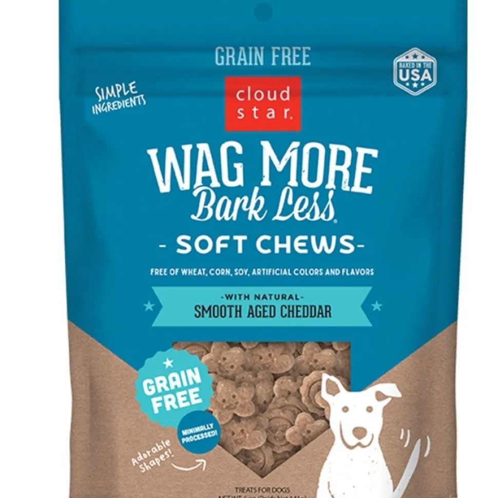 Cloud Star Wag More Bark Less Grain Free Soft Chews Dog Treats with Natural Smooth Aged Cheddar 5-oz