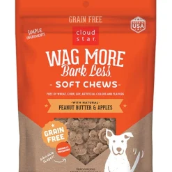 Cloud Star Wag More Bark Less Grain Free Soft Chews Dog Treats with Natural Peanut Butter & Apples 5-oz