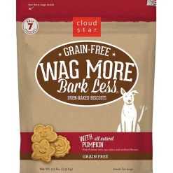 Cloud Star Wag More Bark Less Grain Free Biscuits Crunchy Dog Treats with Pumpkin 2.5-lb