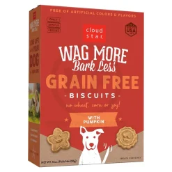 Cloud Star Wag More Bark Less Grain Free Biscuits Crunchy Dog Treats with Pumpkin 14-oz