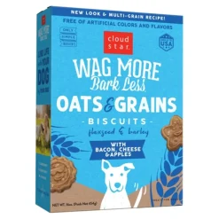 Cloud Star Wag More Bark Less Oats & Grains Biscuits with Bacon, Cheese & Apples Crunchy Dog Treats 16-oz