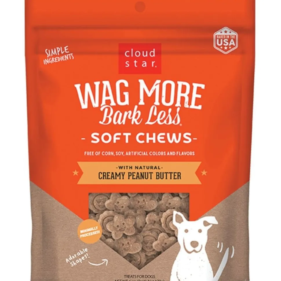 Cloud Star Wag More Bark Less Soft Chews Dog Treats with Natural Creamy Peanut Butter 6-oz