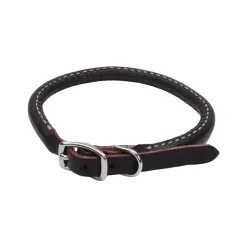 Coastal Circle T Latigo Leather Round Dog Collar Brown 3/4 in X 18 in