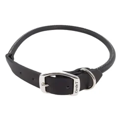Coastal Circle T Oak Tanned Leather Round Dog Collar Black 3/4 in X 18 in