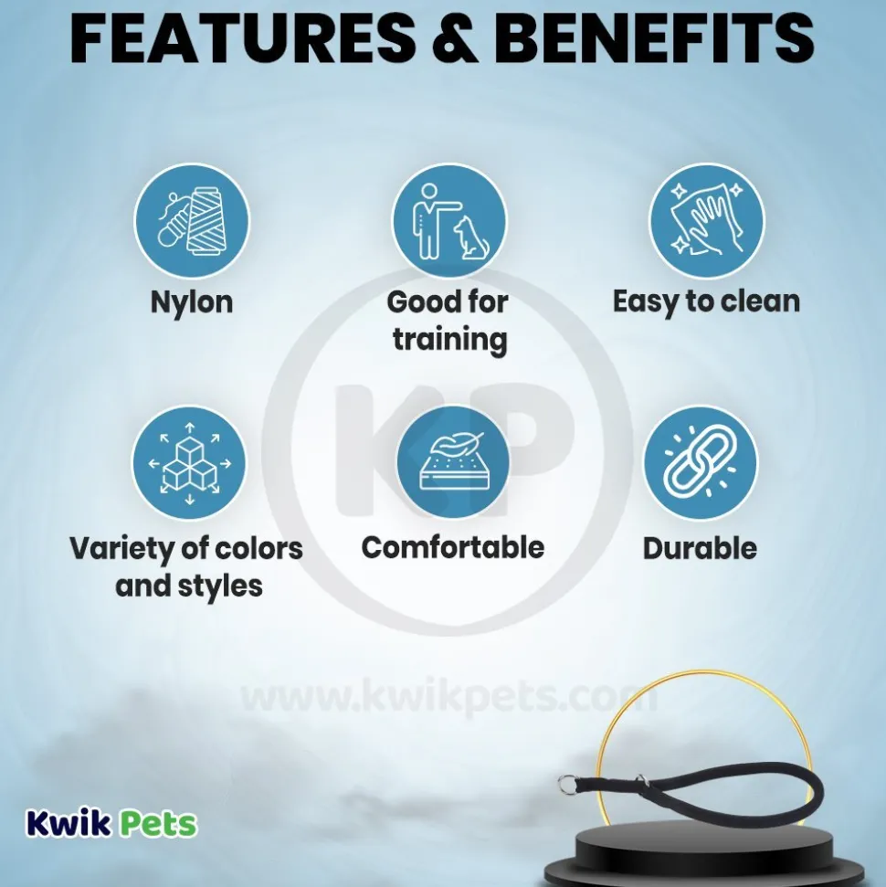Coastal Round Nylon Dog Training Collar Black 3/8 in X 24 in