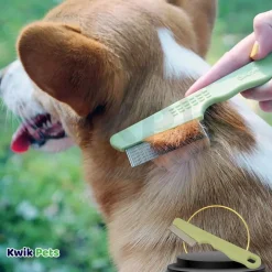 Coastal Safari Dog Double Row Flea Combs with Handle Green