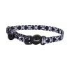 Coastal Safe Cat Adjustable Breakaway Collar Black Skulls 3/8 in X 8-12 in