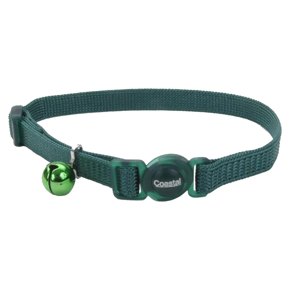 Coastal Safe Cat Adjustable Snag-Proof Nylon Breakaway Collar Hunter Green 3/8 in X 8-12 in