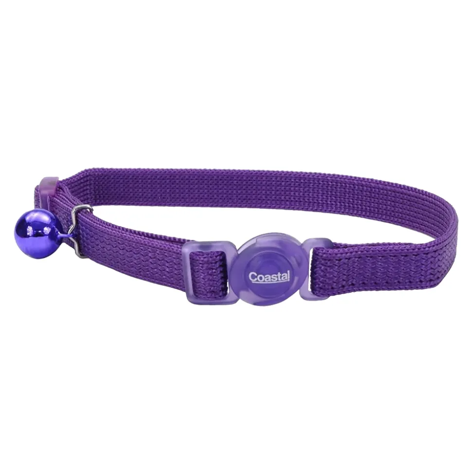 Coastal Safe Cat Adjustable Snag-Proof Nylon Breakaway Collar Purple 3/8 in X 8-12 in