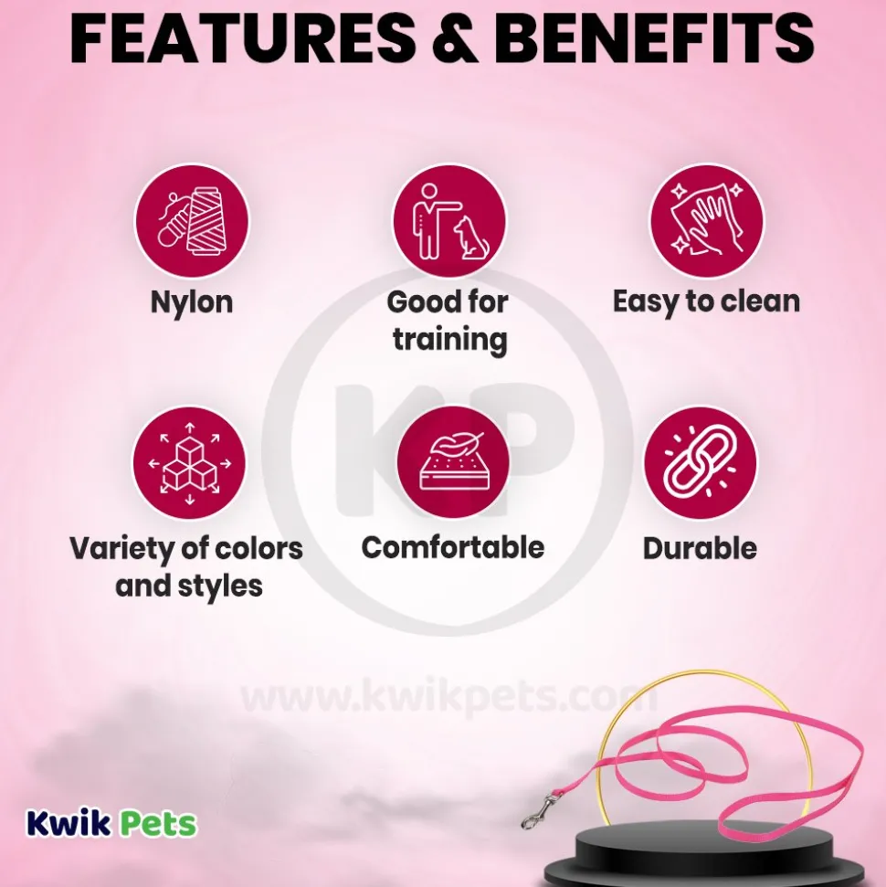 Coastal Single-Ply Nylon Dog Leash Pink Bright 3/8 in X 6 ft