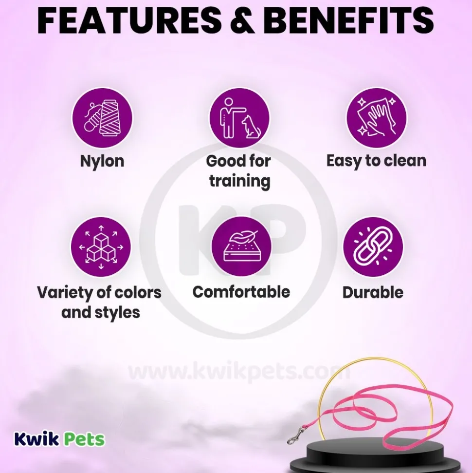 Coastal Single-Ply Nylon Dog Leash Pink Bright 5/8 in X 6 ft