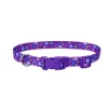 Coastal Styles Adjustable Dog Collar Purple Paws 3/4 in X 14-20 in
