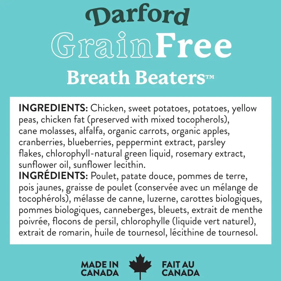 Darford Grain Free Biscuits Breath Beaters Dog Treats Regular 12-oz