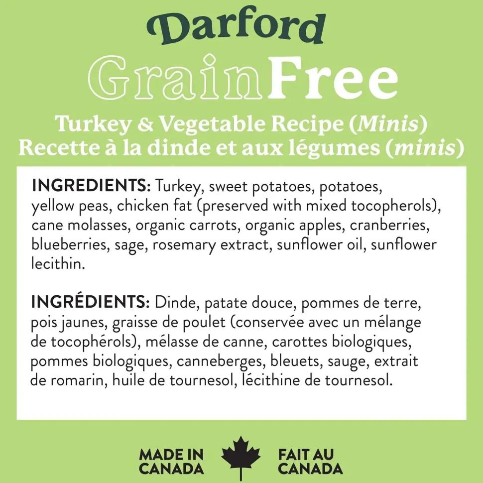 Darford Grain Free Biscuits Turkey Recipe Dog Treats Minis 12-oz
