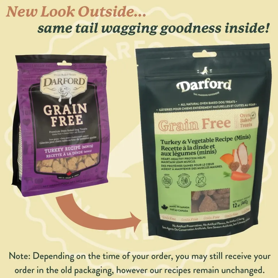 Darford Grain Free Biscuits Turkey Recipe Dog Treats Minis 12-oz