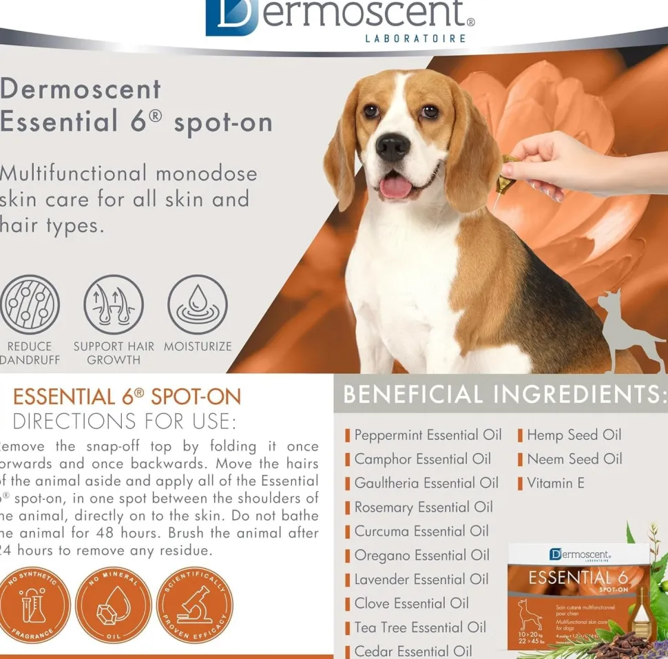 Dermoscent Essential 6 Spot-on Skin Care for Dogs 22 to 45 lbs