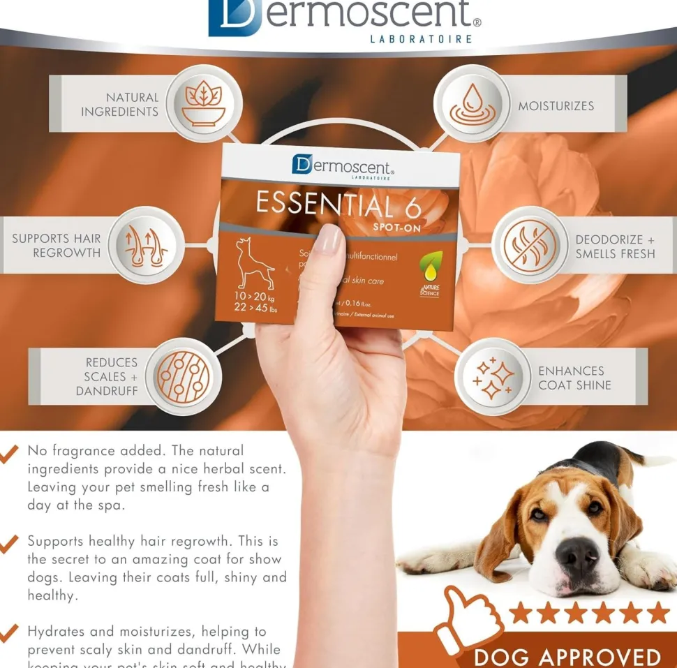 Dermoscent Essential 6 Spot-on Skin Care for Dogs 22 to 45 lbs