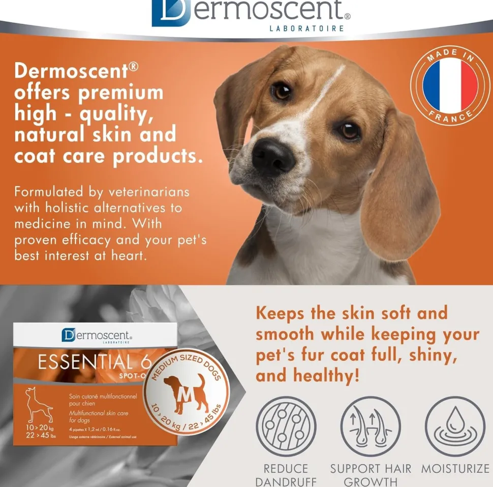 Dermoscent Essential 6 Spot-on Skin Care for Dogs 22 to 45 lbs