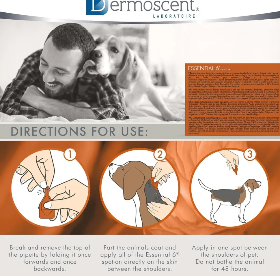 Dermoscent Essential 6 Spot-on Skin Care for Dogs 22 to 45 lbs