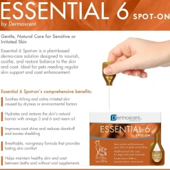 Dermoscent Essential 6 Spot-on Dog Skin Care for Dandruff & Allergy Relief Dogs & Small Mammals Up to 22-lb 4 Pipettes