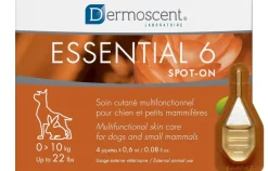 Dermoscent Essential 6 Spot-on Dog Skin Care for Dandruff & Allergy Relief Dogs & Small Mammals Up to 22-lb 4 Pipettes